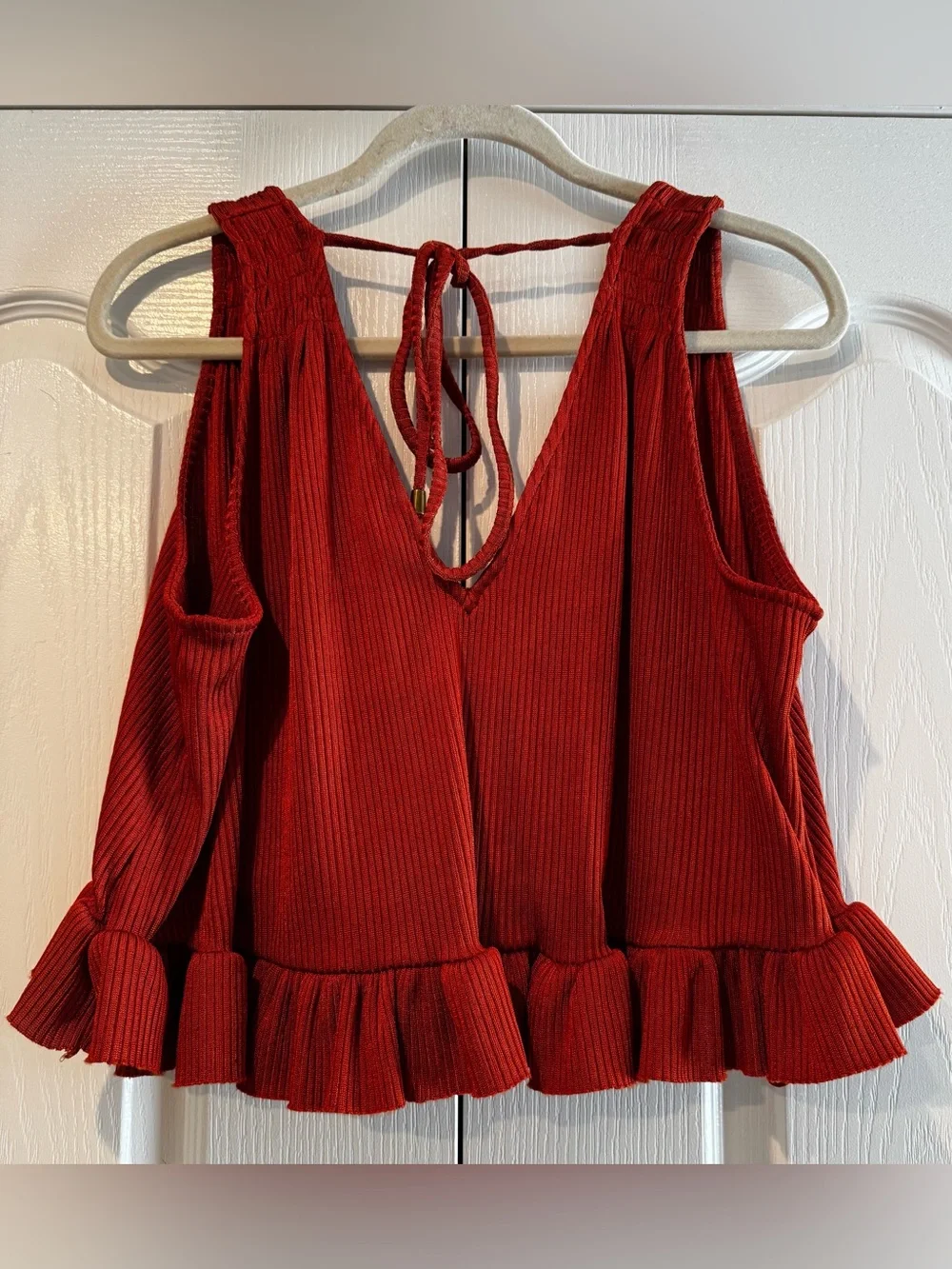 Free People Rust Ribbed Midi Skirt and Matching Tank Blouse - Size S